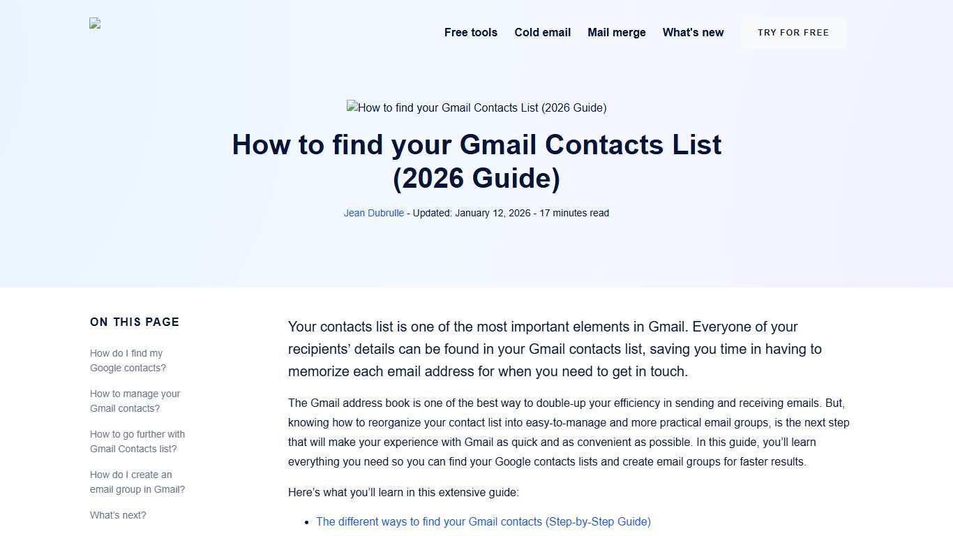 How to find your Gmail Contacts List (2026 Guide)